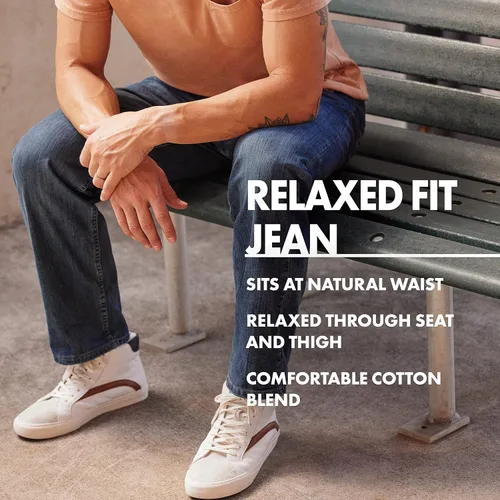 Vista 6 de Wrangler Authentics Jeans clásicos para hombre, corte holgado, con 5bolsillos, de algodón