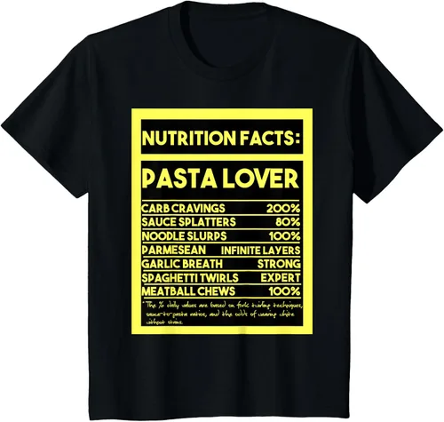 Vista 41 de Pasta Lover Nutrition Facts: The Ultimate Carb Connoisseur's T-Shirt Negro