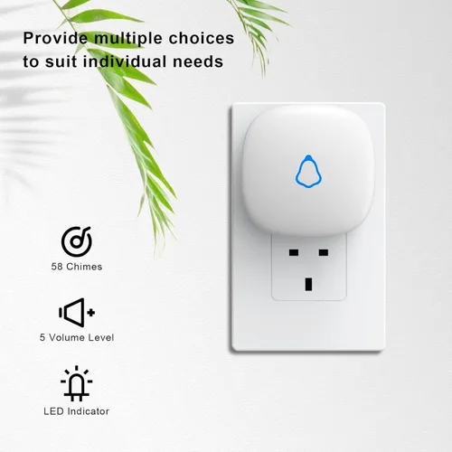 Vista 2 de Timbre de puerta METEK, alarma inalámbrica de sensor de contacto para puertas abiertas con alcance de 500 pies, 58 timbres y 5 niveles de volumen