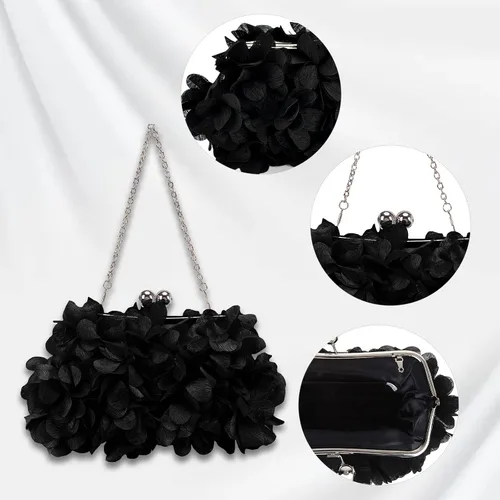 Vista 4 de JAMBHALA Bolsos de mano de noche con apliques florales, pequeños monederos de embrague para mujer