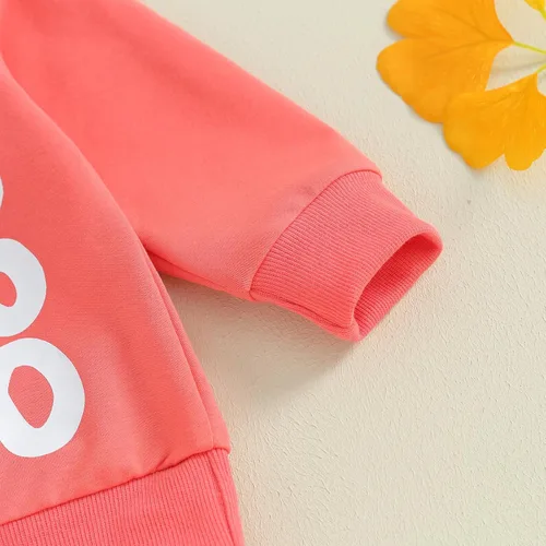 Vista 7 de Conjunto de sudadera de manga larga con estampado de corazón dulce y pantalones acampanados para el día de San Valentín
