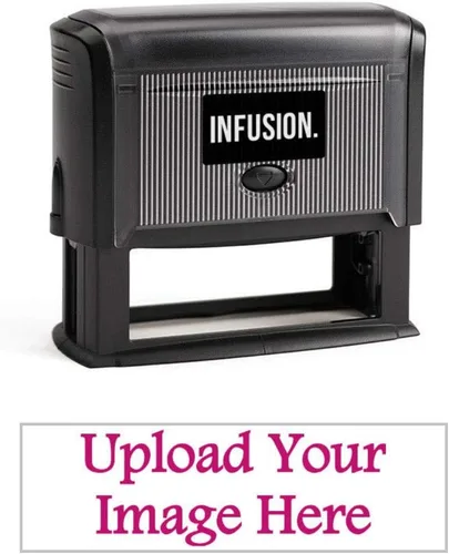 Vista 5 de Infusion 1" x 3-1/4" Logotipo Personalizado, Grande, Rectangular Autoentintado Logo Sello, Negro