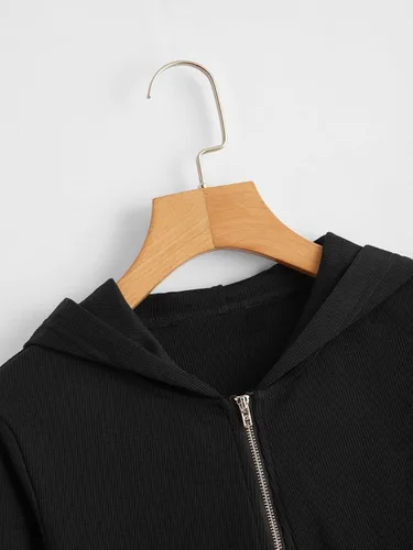 Vista 3 de Milumia Chaqueta corta con capucha y cremallera para mujer sudadera ligera con capucha