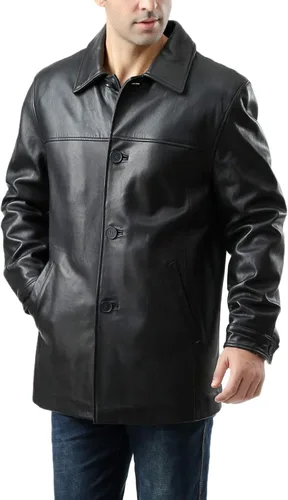 Vista 4 de BGSD Samuel - Abrigo de piel de cordero de Nueva Zelanda para hombre (regular, grande y alto y corto)
