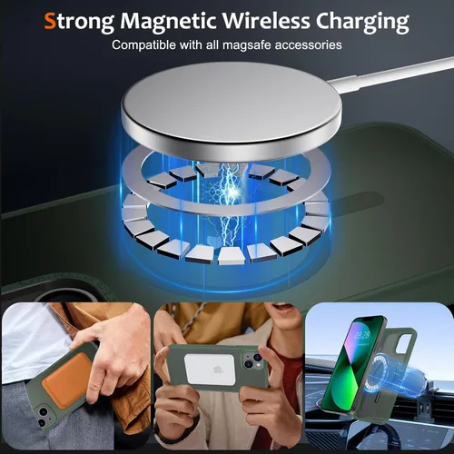 Vista 549 de Anuck - Funda magnética para iPhone 11 compatible con MagSafe, carcasa trasera mate translúcida dura, borde de TPU, delgada, resistente a impactos