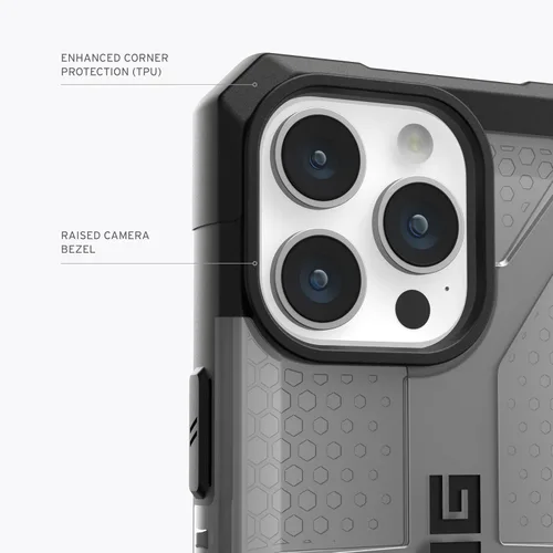 Vista 4 de URBAN ARMOR GEAR UAG - Funda compatible con iPhone 15 Pro de 6.1 pulgadas, color ceniza de plasma, resistente, transparente, transparente, de grado