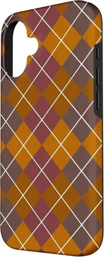Vista 2 de iPhone 16 lindo tartán marrón cuadros para niñas escocesas y otoño otoño caso