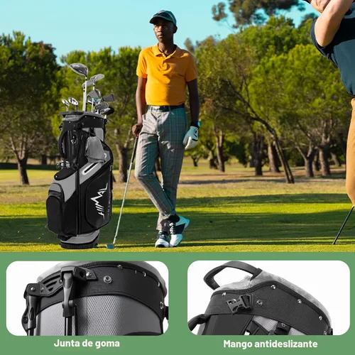Vista 9 de UNIHIMAl Bolsa de golf de 14 vías, bolsa de golf de piel sintética para hombres y mujeres con parte superior de felpa, 10 bolsillos
