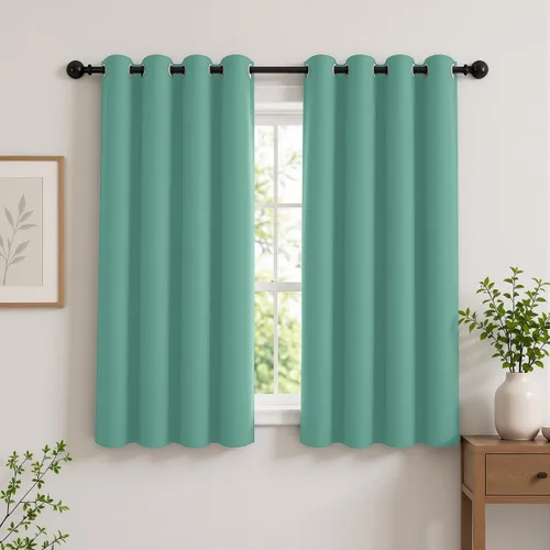 Vista 84 de Cortinas de oscurecimiento de habitación de 45 pulgadas de largo para dormitorio y sala de estar, cortinas térmicas aislantes con ojales