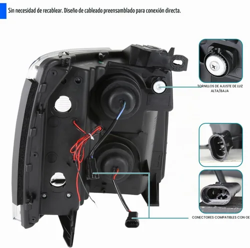 Vista 4 de SPEC-D TUNING Faros delanteros de proyector de tubo LED negro compatibles con Chevy Silverado 1500 2007-2013, Chevy Silverado 2500HD / 3500HD