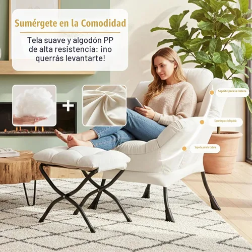 Vista 8 de Furlide - Silla perezosa con otomana, silla moderna con reposapiés plegable, silla de acento de salón, silla de lectura cómoda, sillones grandes