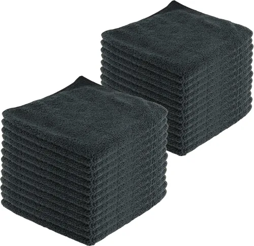 Vista 26 de Toallas de limpieza de microfibra, paquete de 12, 16 x 16 pulgadas, multiusos, más suaves, altamente absorbentes, sin pelusas, reutilizables Negro