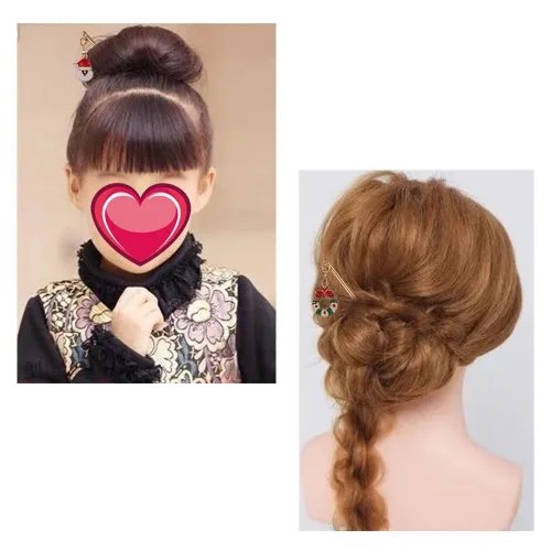 Vista 5 de Palillos de pelo para moños de Navidad de metal para niña, pasador de pelo japonés para accesorios de cabello largo