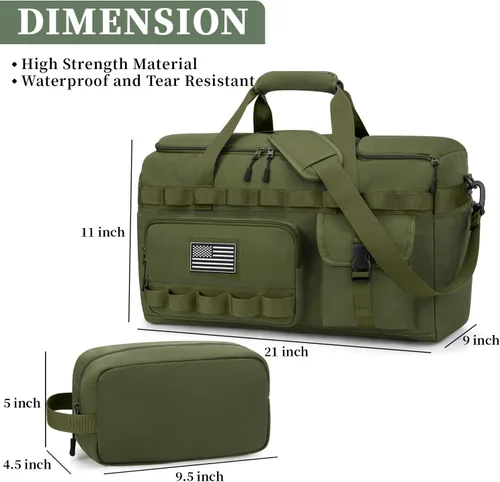 Vista 4 de ZOMFELT Bolsas de gimnasio para hombres y mujeres, bolsa táctica de viaje con divisores extraíbles y compartimento para zapatos, bolsa de transporte