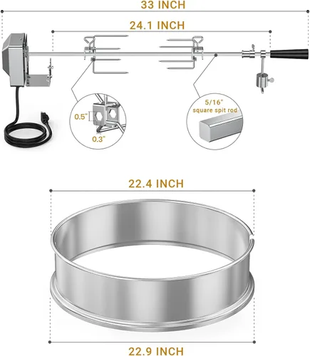 Vista 4 de onlyfire Kit de anillo de asador de acero inoxidable para parrilla de carbón Weber de 22 pulgadas y otras parrillas similares