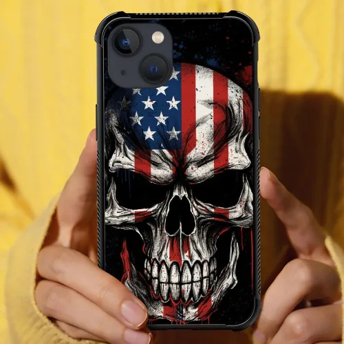 Vista 123 de Funda compatible con iPhone 8, a prueba de golpes, antiarañazos, bandera de ciervos de cola blanca de grano de madera estadounidense