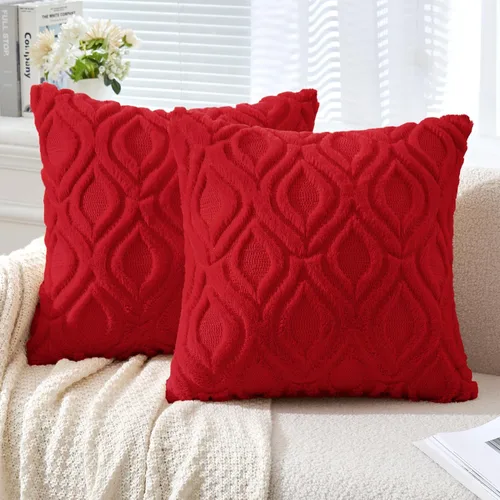 Vista 22 de MIULEE - Juego de 2 fundas de almohada de lana sintética suave y afelpada, fundas decorativas de estilo bohemio para sofá, sala de estar, cama, 16 x