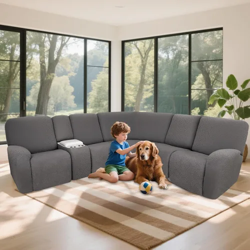 Vista 2 de Fundas de sofá reclinable seccional 100% impermeables para sofá reclinable en forma de L, funda de sofá modular de esquina en forma de L, fundas