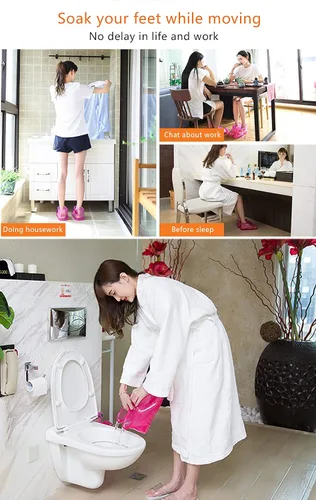 Vista 6 de Zapatos de baño de pies de masaje, zapatos portátiles de baño de pies tipo gancho, 1 par de botas portátiles de spa para relajación, masaje térmico