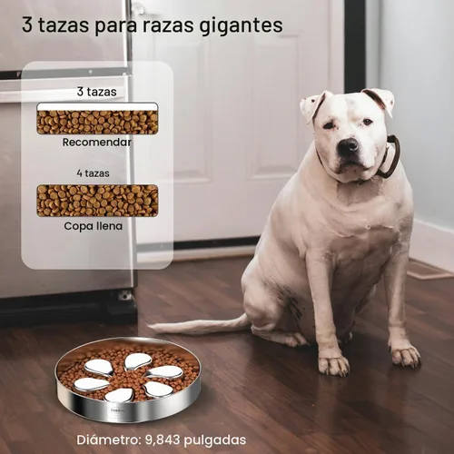 Vista 2 de Feedoo Tazón de alimentación lenta para perros de 3.5 tazas, acero