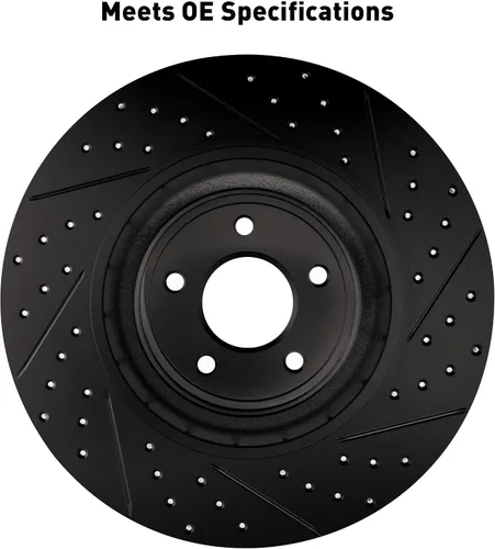 Vista 2 de Kit completo – Rotores de freno Dynamic Friction Company 8314-03013 – Taladro/Ranura negra con pastillas de freno de cerámica y herrajes