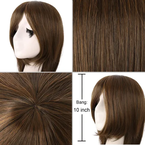 Vista 5 de MapofBeauty - Peluca lisa para anime para hacer cosplay (marrón)
