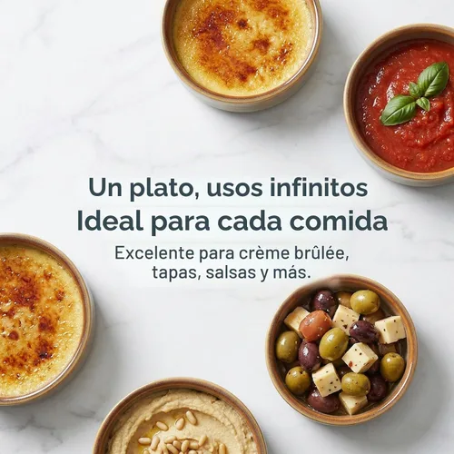 Vista 2 de ONEMORE Ramekins - Juego de 6 moldes aptos para horno, 4 onzas, cuencos de cerámica para souffle, natillas, salsa de inmersión, postre, microondas