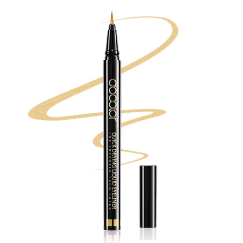 Vista 16 de Docolor - Lápiz delineador de ojos impermeable súper delgado y preciso, delineador líquido negro para todo el día, maquillaje profesional, lápiz