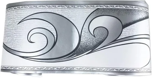Vista 3 de REDODECO Elegante papel tapiz de moldura gris plateado, borde decorativo para techo, para baño, sala de estar, cocina, 4 pulgadas por 32.8 pies