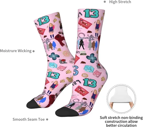 Vista 8 de Calcetines coloridos para hombres y mujeres, regalos para los fanáticos de Taylor, calcetines deportivos que absorben la humedad