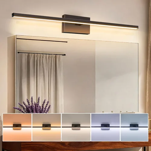 Vista 10 de Aosclex Luces de baño de 16 pulgadas sobre el espejo, giratorias, 12 W, 1080 lúmenes, 5CCT, ajustables (2700 K a 6000 K), lámparas LED regulables