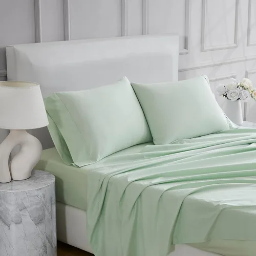 Vista 21 de Linen Closet Juego de sábanas tamaño individual – 100% algodón natural percal, juego de sábanas de cama individual de 3 piezas refrescante