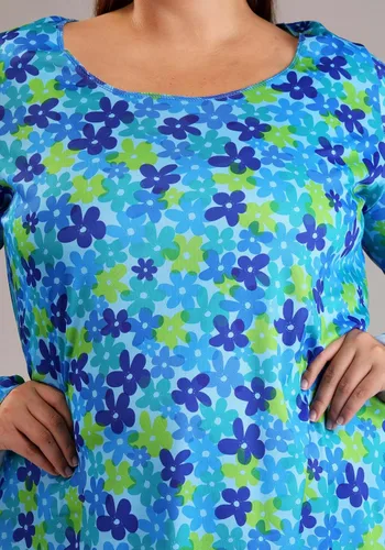 Vista 7 de Wildflower Hippie Dress Costume 70s Outfit For Women Floral Print Minidress, Scoop Neckline And Flared Sleeves