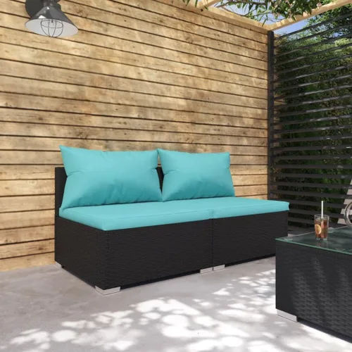 Vista 19 de Brown Wicker Patio 3-Seater Sofa with Cushions, PE Rattan Outdoor Seating Set with Steel Frame Brown and Cinnamon Red