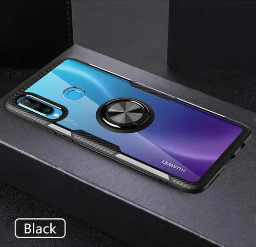 Vista 2 de SORAKA Funda transparente para Huawei P30 Lite con soporte de anillo, funda delgada transparente de policarbonato duro para Huawei P30 Lite