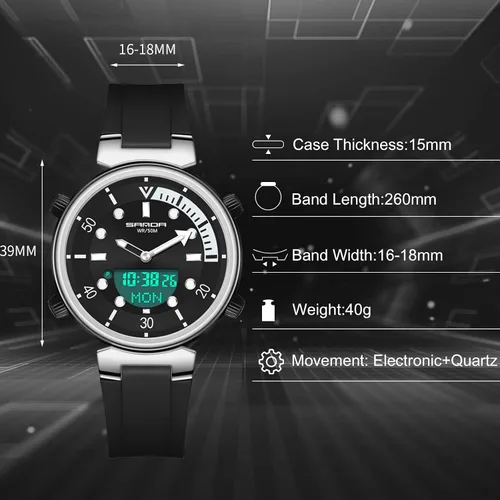 Vista 4 de RORIOS Reloj unisex digital de cuarzo con correa de goma para hombres y mujeres, resistente al agua, cronómetro, multifunción, reloj electrónico