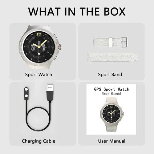Vista 5 de Reloj inteligente militar con monitor de frecuencia cardíaca, brújula, linterna, GPS, reloj inteligente de 1.43 pulgadas con más de 170 modos