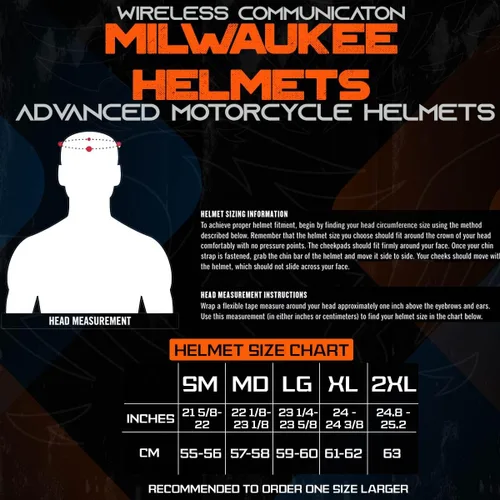 Vista 3 de Milwaukee Helmets H7010 Flat Grey Mayday Modular Casco de motocicleta inalámbrico de cara completa - Stream Music-Llamadas telefónicas