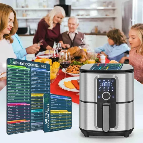 Vista 4 de Juego de imanes con tabla de tiempos de cocción para freidora de aire – Imanes informativos completos para más de 100 alimentos, guía de referencia