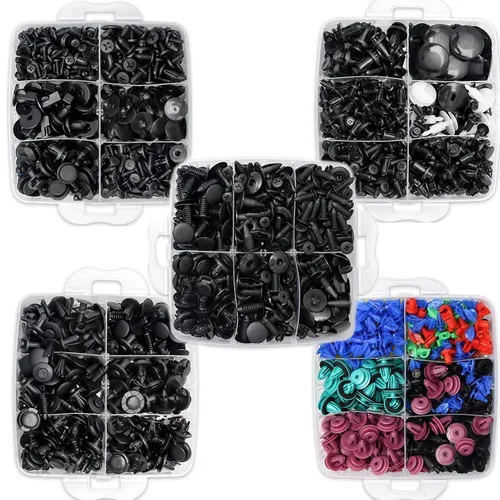 Vista 5 de Kit de 1595 remaches de empuje para auto y abrazaderas para panel de puerta; 40 tamaños más populares, remaches de nylon para parachoques