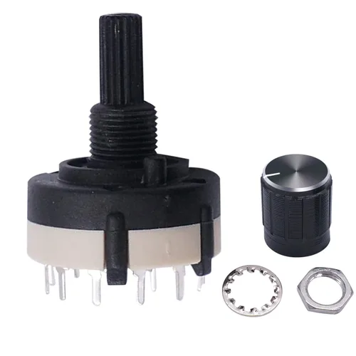 Vista 4 de Taiss Interruptor giratorio RS26 1P12T, interruptor de banda de canal de banda, interruptor selector giratorio de 1 polo, 12 posiciones, selector