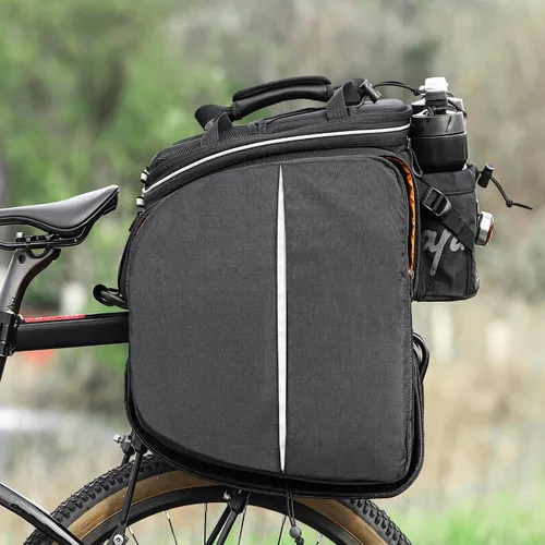 Vista 9 de Bolsas para bicicletas impermeables para el portaequipajes trasero Bolsa de alforjas de gran capacidad de 35L con fondo extra acolchado de espuma
