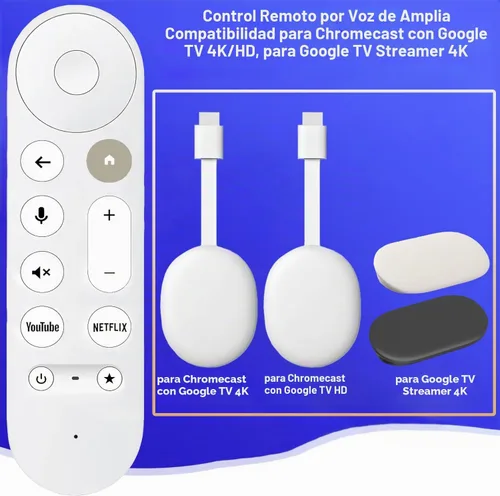 Vista 2 de Mando a distancia de repuesto para Chromecast Google TV 4K/HD TV, para Google TV Streamer 4K Box