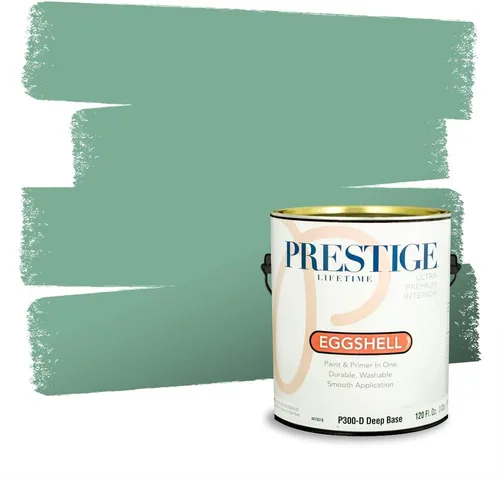 Vista 157 de Prestige Paints - Pintura exterior e imprimación en uno, 1 galón, plano, compatibilidad comparable con el color menta «Whipped Mint» de Behr