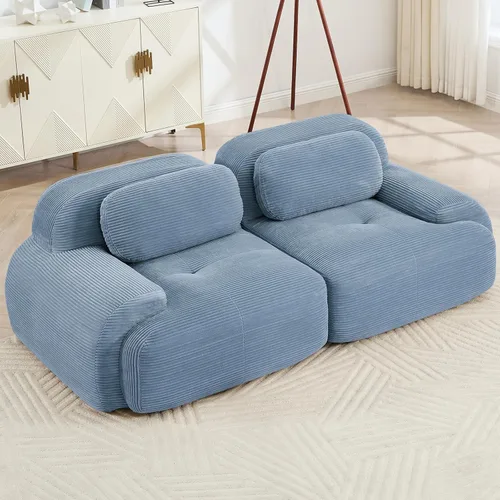 Vista 18 de Juego de sofás seccionales sin hueso de 117 pulgadas para sala de estar, modular en forma de L y sofá de 3 plazas con asiento profundo, almohadas