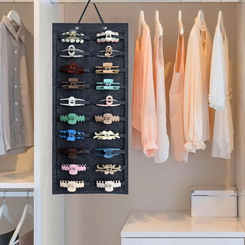 Vista 5 de SMUK Organizador de pinzas para mujeres, soporte colgante para pinzas de pelo para niñas, soporte de almacenamiento para horquillas de arcoíris