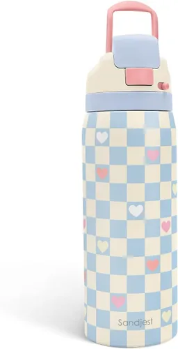 Vista 30 de Botella de agua de acero inoxidable con bandera estadounidense, aislada al vacío, tapa de botón, 32 onzas, regalos para patriota 4 de julio