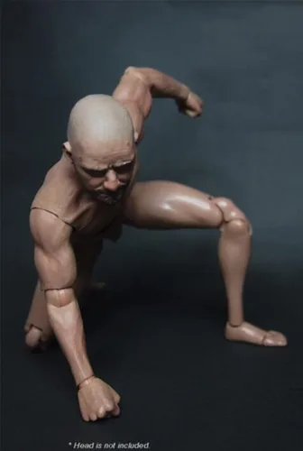 Vista 5 de Cuerpo musculoso de 12 pulgadas, figura de acción flexible masculina para esculpir la cabeza a escala 1:6 tallada