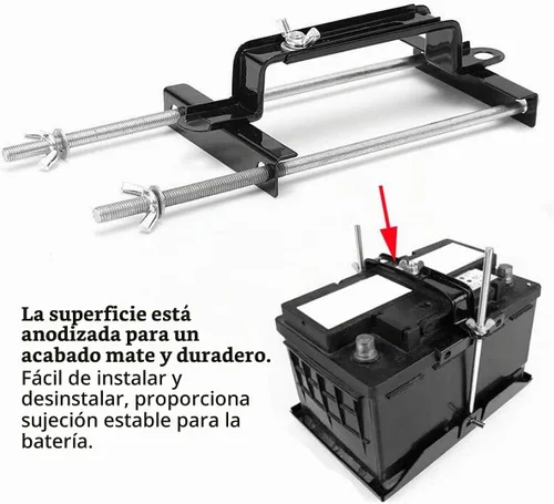Vista 6 de Soporte de batería ajustable universal, Barra transversal ajustable para batería universal con soporte de batería de perno L para coche SUV