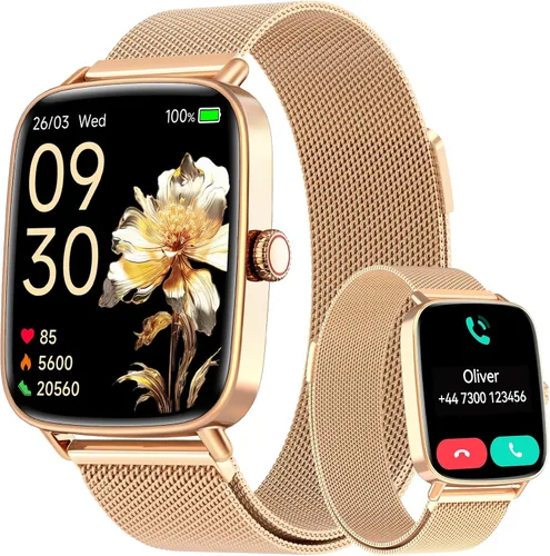 Vista 13 de Gydom Reloj inteligente para hombre, rastreador de fitness HD de 1.85 Más de 110 modos deportivos, frecuencia cardíaca, sueño/estrés, reloj Negro